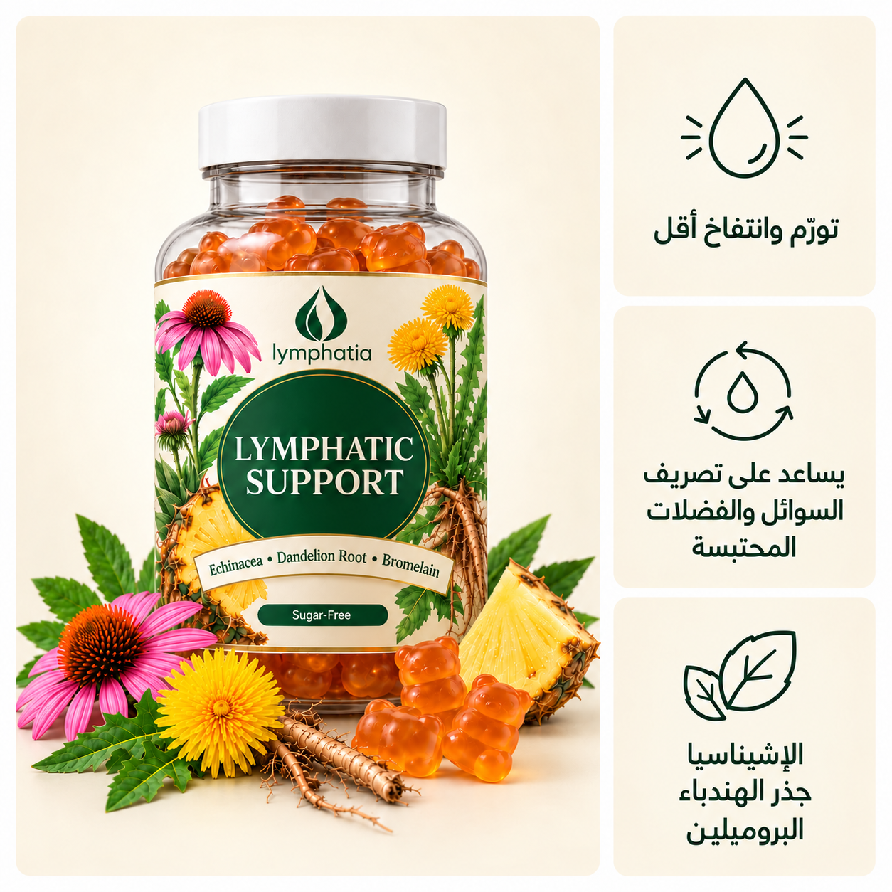 عبوة علكات Lymphatia ومزايا المنتج الأصلية